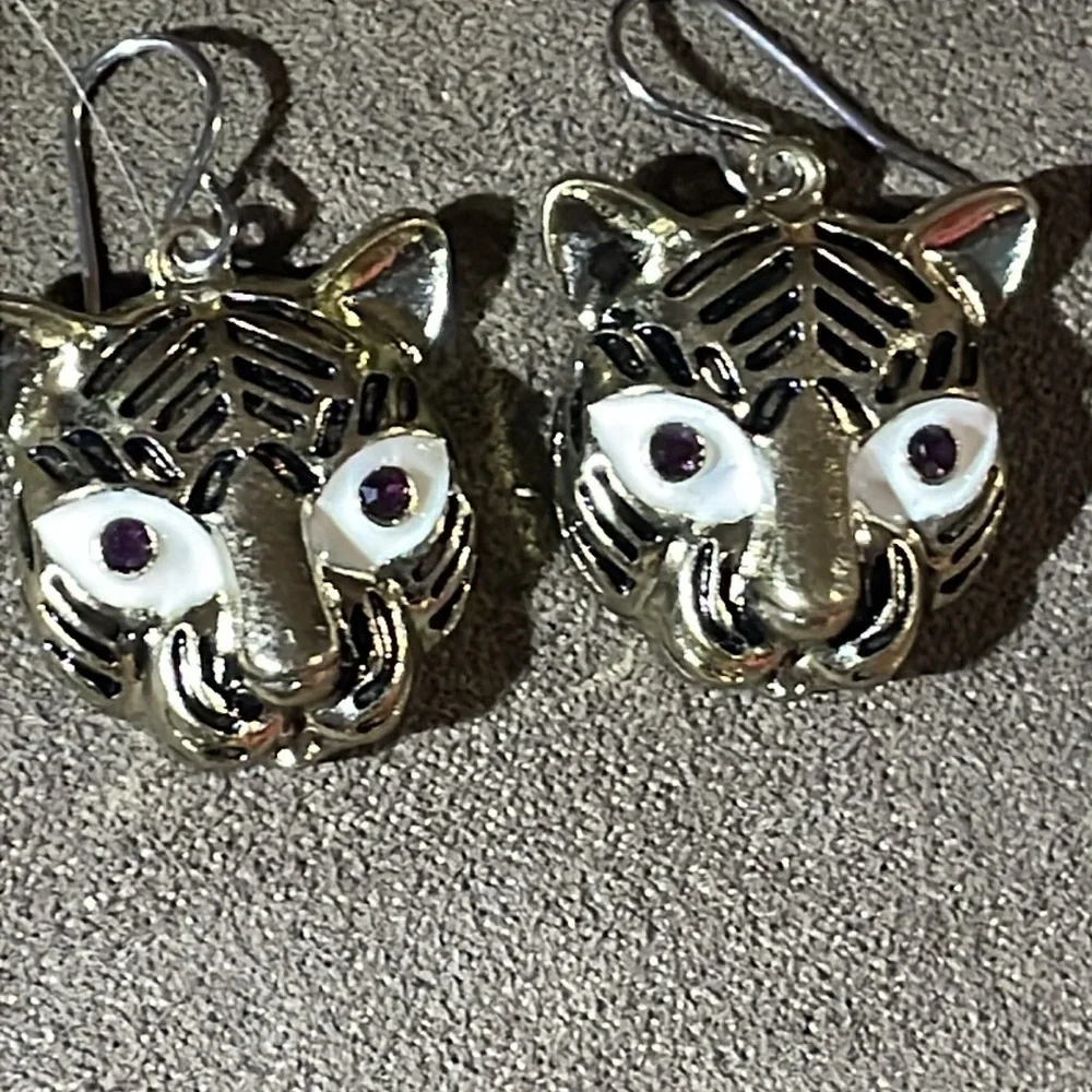 Vintage cat Face Earrings Set